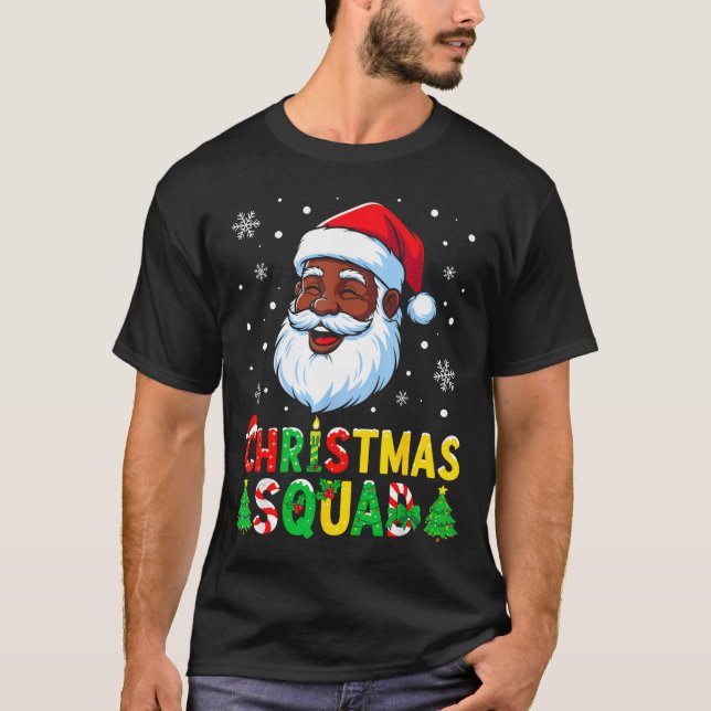 T-shirt Santa Christmas Squad Black Men African American F (Devant)