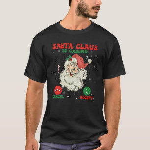 T-shirt Santa Claus Appelle Funky Téléphone Noël Costu