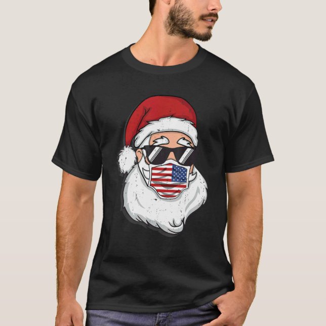 T-shirt Santa Claus Christmas costume with mask and cool s (Devant)