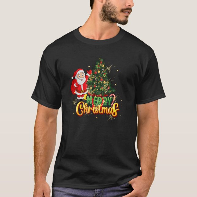 T-shirt Santa Claus classique et sapin de Noël Festive Vac (Devant)