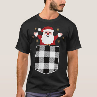 T-shirt Santa Claus Dans Poche Plaid Buffalo Blanc & Noir