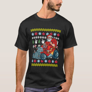 T-shirt Santa Claus Driving Hot Rod Ugly Car