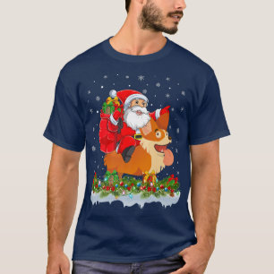 T-shirt Santa Claus équitation Cardigan Welsh Corgi Chien