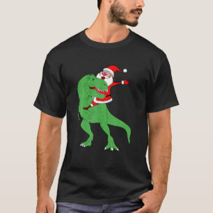 T-shirt Santa Claus équitation T Rex Dinosaure de Noël drô