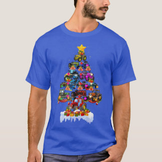 T-shirt Santa Claus Ferme Tracteur Noël Arbre Lumières Xma