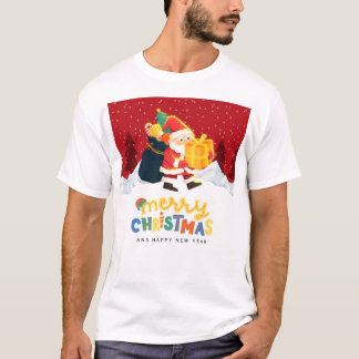T-shirt Santa Claus in a Magical Winter Wonderland — Merry