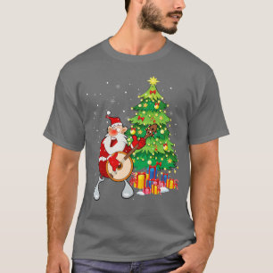 T-shirt Santa Claus Jouer Banjo à proximité Arbre de Noël 