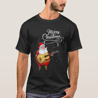 T-shirt Santa Claus Jouer Guitare, Famille Joyeux Noël Pa