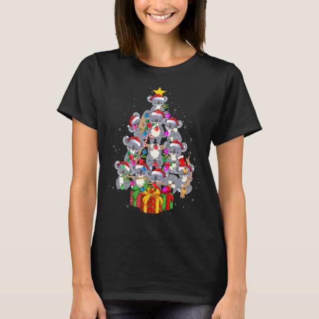 T-shirt Santa Claus Koala Porte les lumières des arbres de (Devant)