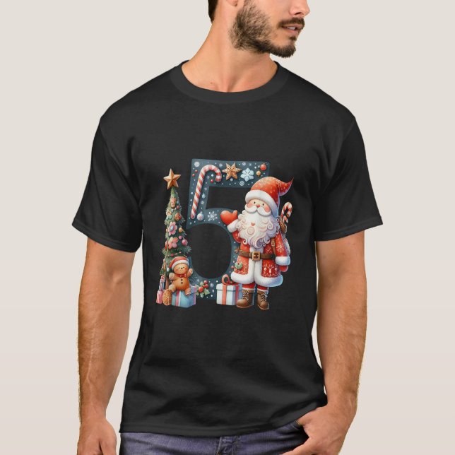 T-shirt Santa Claus Number 5 Christmas Tree Snow  (Devant)