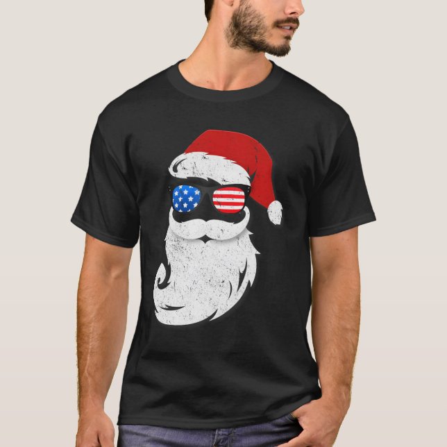 T-shirt Santa Claus Patriotic Usa Sunglasses In July Santa (Devant)