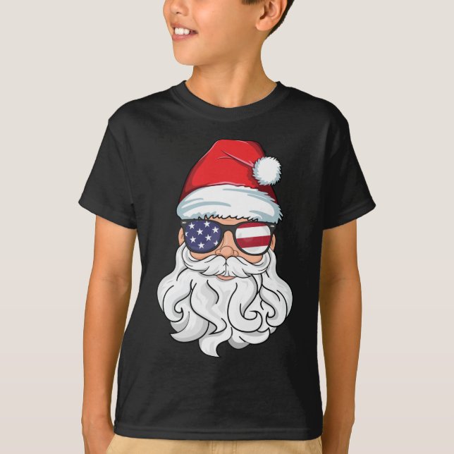 T-shirt Santa Claus Patriotique USA Lunettes de soleil Noë (Devant)