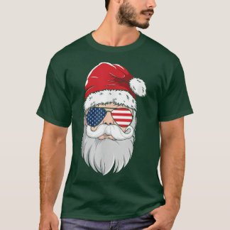 T-shirt Santa Claus Patriotique USA Lunettes de soleil Noë