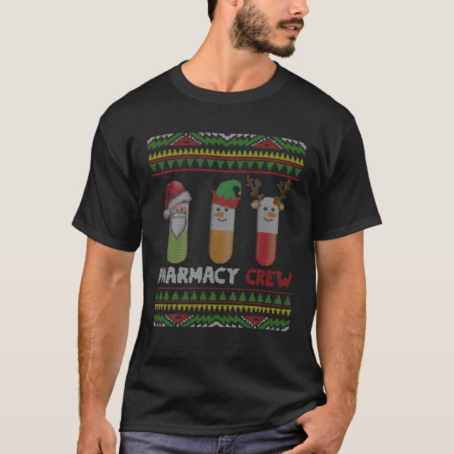 T-shirt Santa Claus Pharmacie Crew Noël pilules Snowman (Devant)