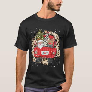 T-shirt Santa Claus Reindeer Camion Rouge Leçon de neige d