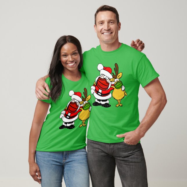 T-shirt Santa Claus & Reindeer Visage Masque Pals Xmas, ZS (Unisexe)