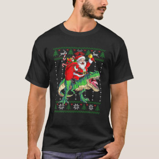 T-shirt Santa Claus Riding Dinosaur Rex Christmas