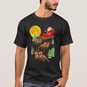 T-shirt Santa Claus Sleigh Reindeer Foxes Xmas Pajama Chri
