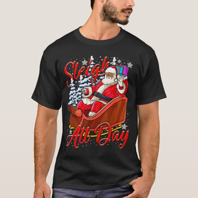 T-shirt Santa Claus Sleigh Toys Black African American Chr (Devant)