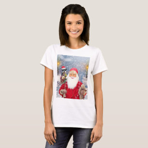 T-shirt Santa Claus w Christmas Miniature Schnauzer Chien