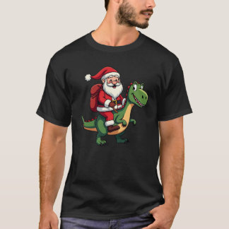 T-shirt Santa Clause Riding a Dinosaur meilleur cadeau de