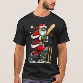 T-shirt Santa Cricket Player Funny Christmas Cricket Pajam