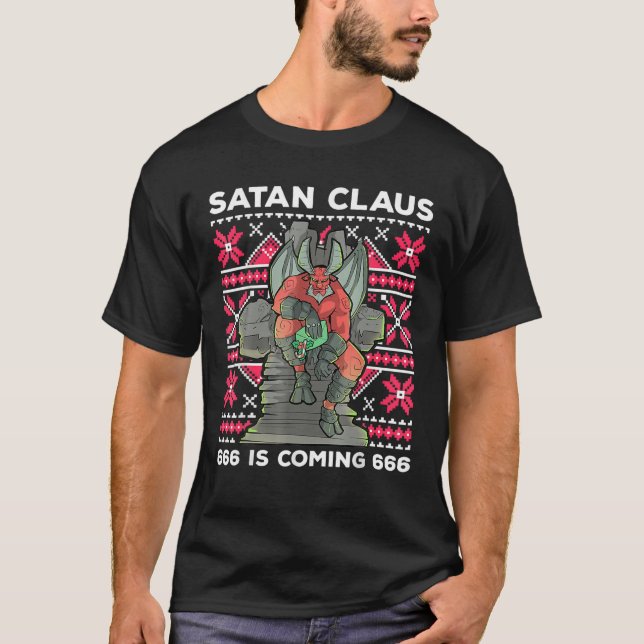 T-shirt Santa Devil Gothic Occult Ugly Christmas Satan 666 (Devant)