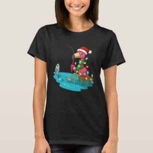 T-shirt Santa Flamingo Pêcheur Noël pour Amour de Pêche