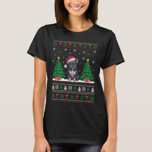 T-shirt Santa Hat Frenchie Chien Flammes d'arbre de Noël