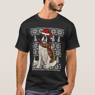 T-shirt Santa Hat Noël St Bernard Noël laid