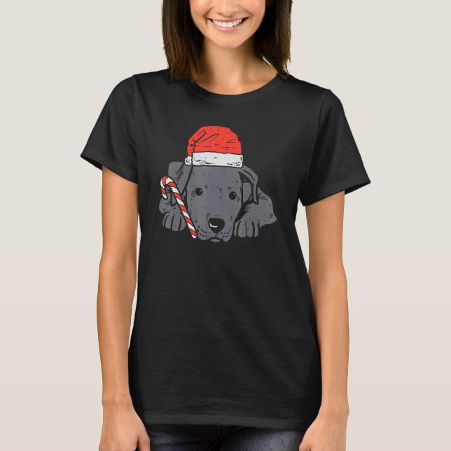 T-shirt Santa Hat Pitbull Pit Dog Christmas Xmas Women Kid (Devant)