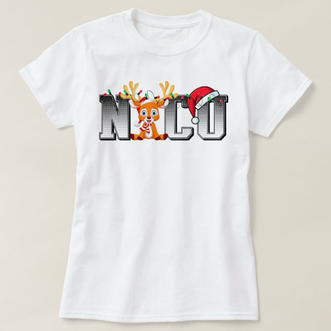 T-shirt Santa Hat Reindeer Noël Lumière Noël NICU Infirmiè (Design devant)