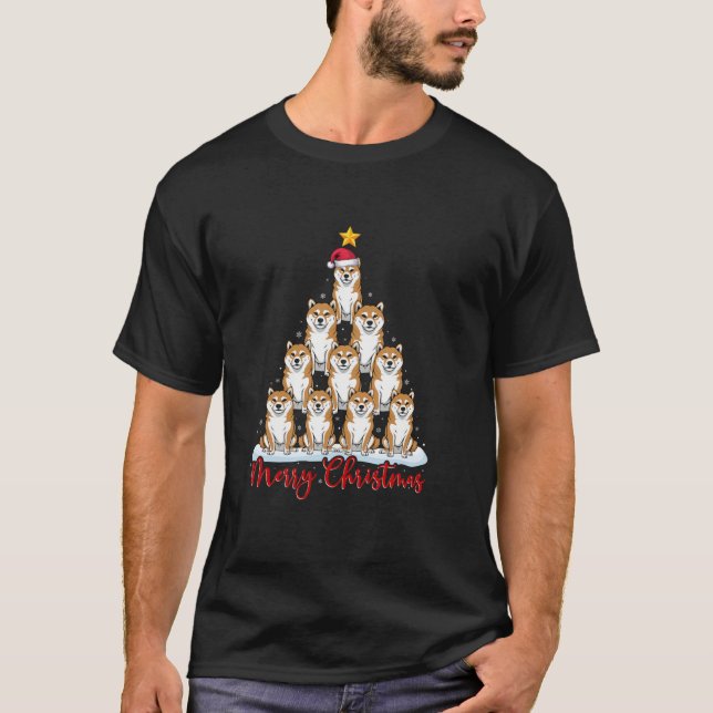 T-shirt Santa Hat Ugly Xmas Funny Shiba Inu Chien Noël (Devant)