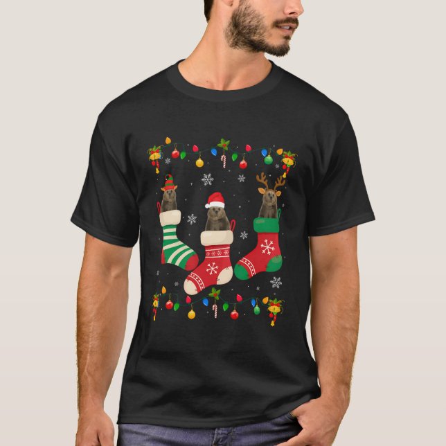 T-shirt Santa Hat Xmas Lumière Drôle Trois Ours À Noël (Devant)