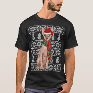 T-shirt Santa Hat Xmas Sphynx Chat Noël laid