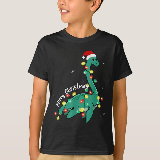 T-shirt Santa Loch Ness Monster Christmas Nessie Boys Girl (Devant)