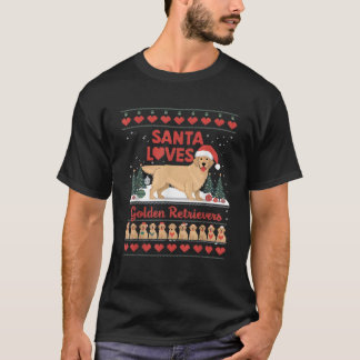 T-shirt Santa Loves Golden Retrievers Ugly Christmas Funny