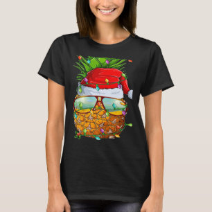 T-shirt Santa Lunettes d'ananas gras Lumières de Noël Anan
