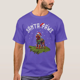 T-shirt Santa Paws Joyeux Setter Irlandais Enveloppé dans