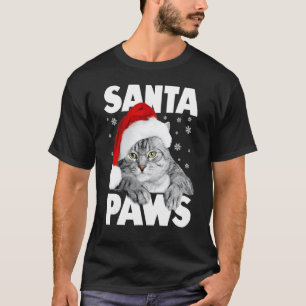 T-shirt Santa Paws Kitty Chat de Noël Drôle 1