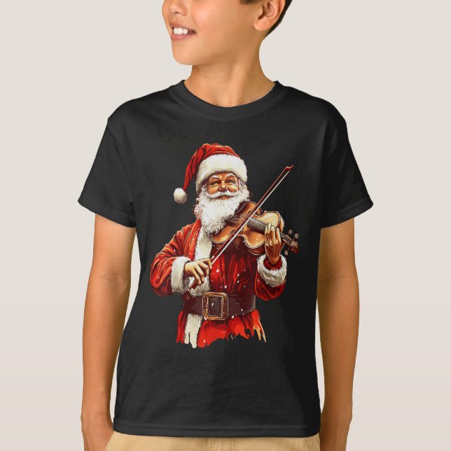 T-shirt Santa Playing Violin Funny Violin Player Violinist (Devant)