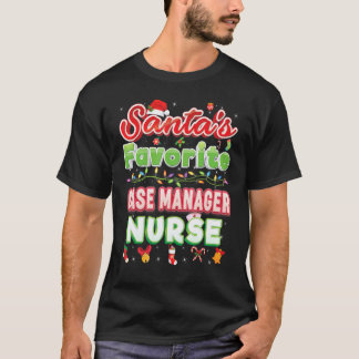 T-shirt Santa Préféré Gestionnaire de Cas Infirmière Noël