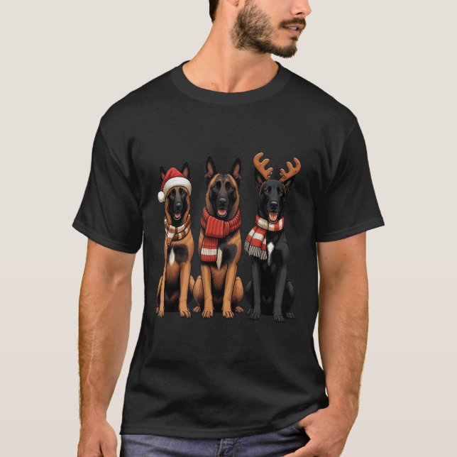 T-shirt Santa Reindeer Belgian Malinois Christmas Malinois (Devant)