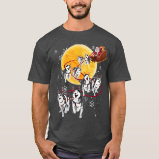 T-shirt Santa Ride Sleigh Siberian Husky Christmas Dog Lov