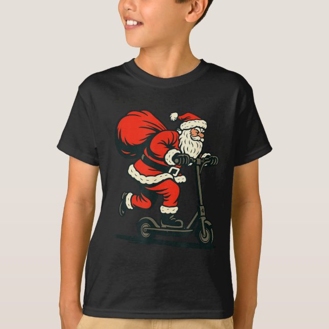 T-shirt Santa Riding Electric Scooter  (Devant)