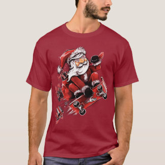 T-shirt Santa Skateboarding