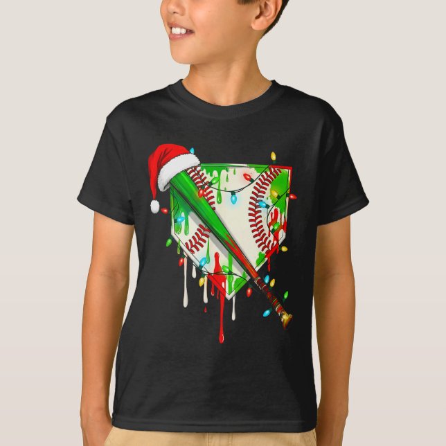 T-shirt Santa Srts Ice Baseball Christmas Xmas Pajama Kid  (Devant)