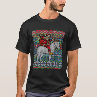 T-shirt Santa Sunglasses Riding Reindeer Horse Xmas Costum