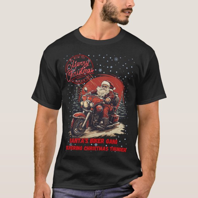 T-Shirt Santas Biker Gang Joyeux Noël (Devant)
