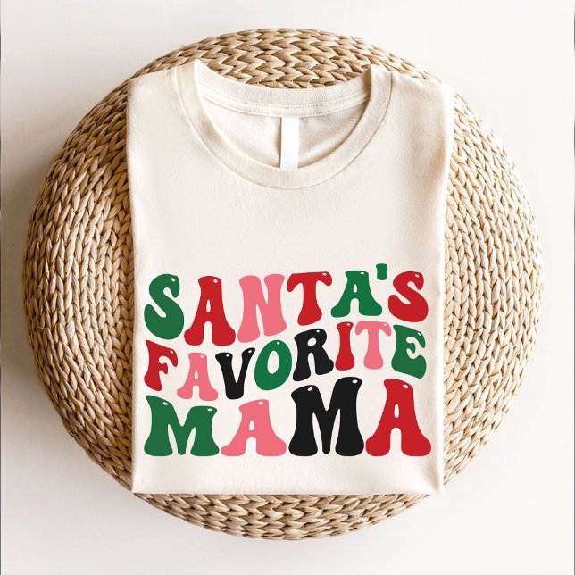 T-shirt Santas Favori Mama Noël Super (Santas Favorite Mama Groovy Christmas T-Shirt)